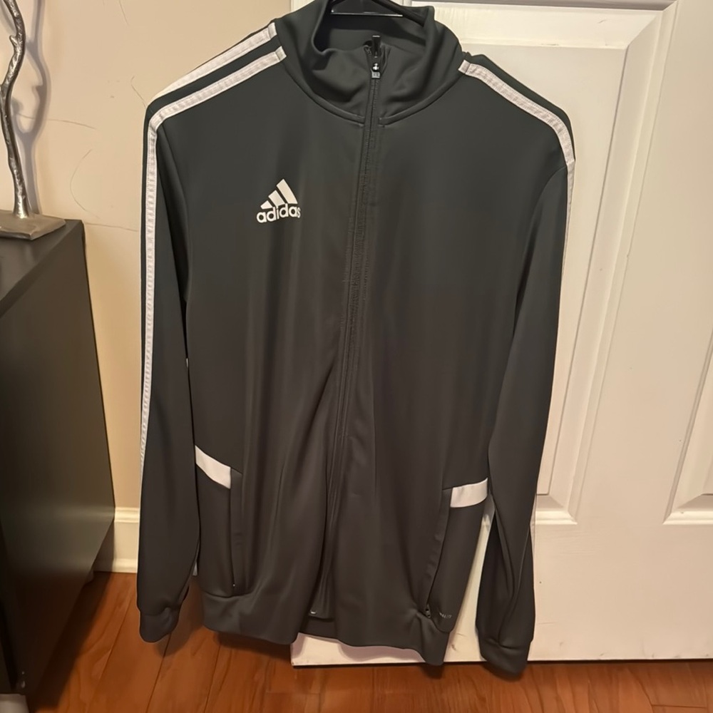 Adidas sage green and White Windbreaker Jacket